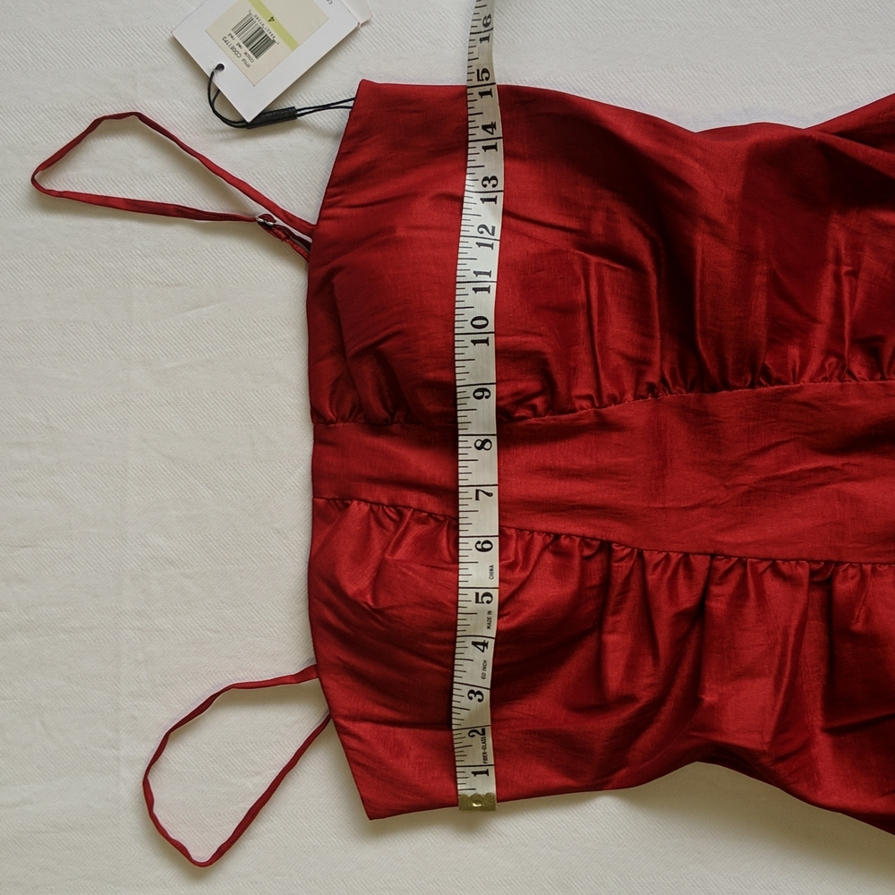 NWT Calvin Klein red strappy mini dress with ruching women's US 4 - Picture 8 of 12